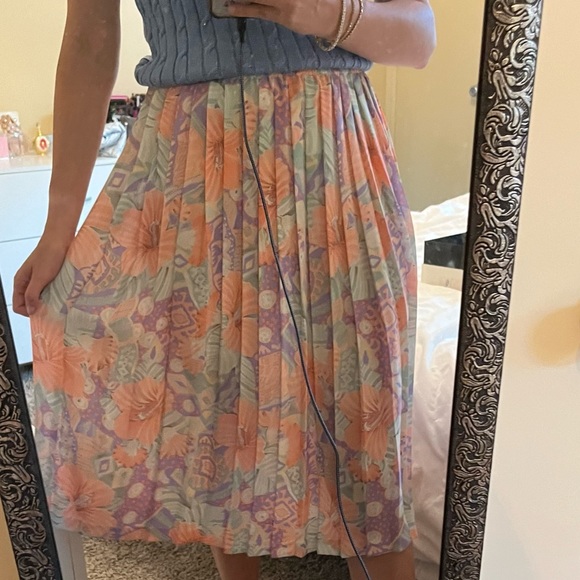 Vintage Pastel Alfred Dunner Petite Pleated Midi-Length Skirt - Picture 3 of 5